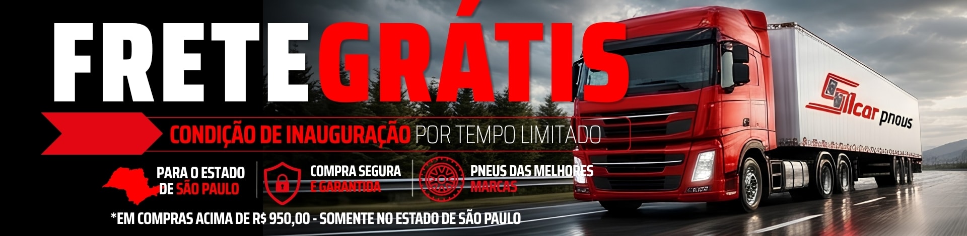 Frete Grátis compras acima de 950 reais